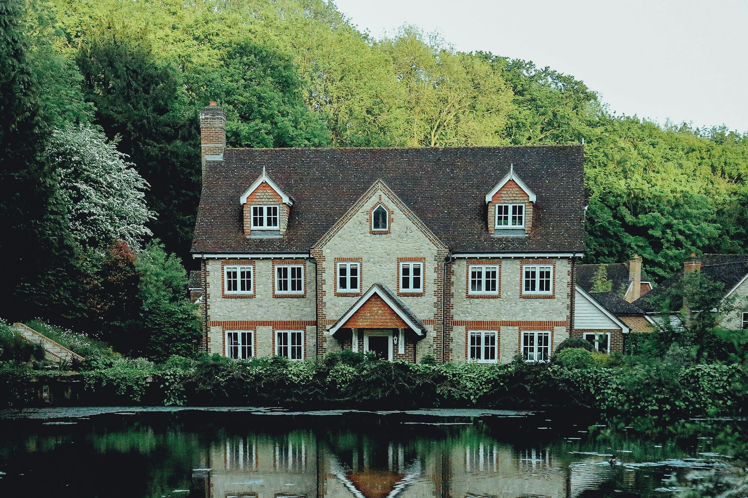 A residential estate is seen during the day time.